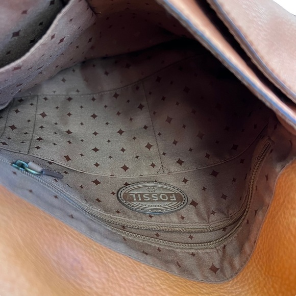 FOSSIL Explorer Fold Over Crossbody Leather Distressed Orange Bag Purse VINTAGE - Picture 10 of 15
